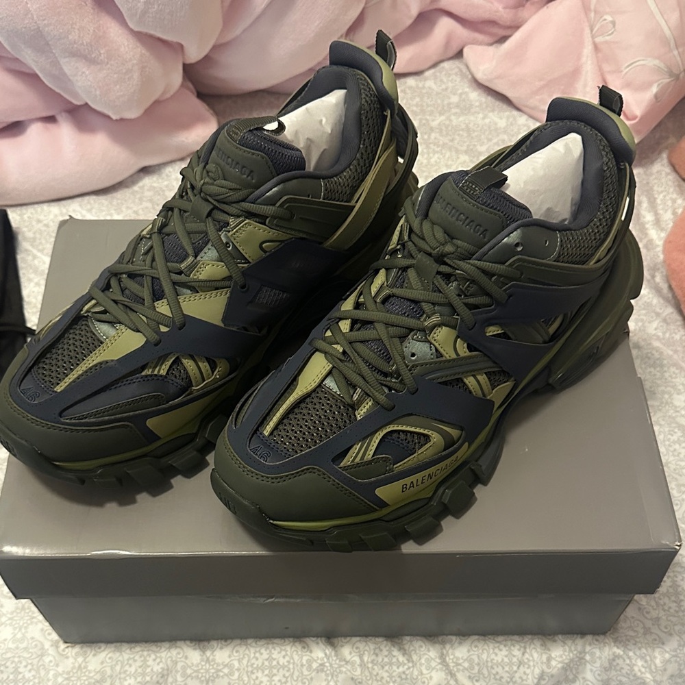 Balenciaga Olive and Navy Sneakers
